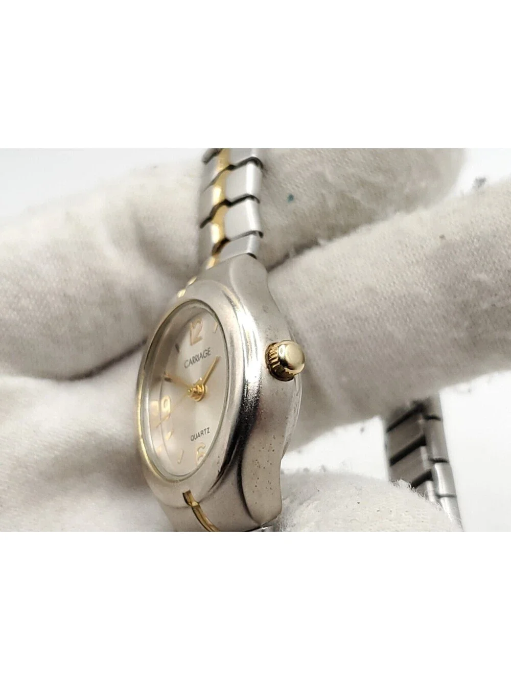 Carriage By Timex Quartz Womens Watch New Battery Two-Tone Expandable Band 21mm